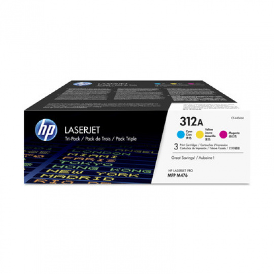 HP 312A 3-pack CYM LJ Toner Cart, CF440AM (2,700 / 2,700 / 2,700 pages)