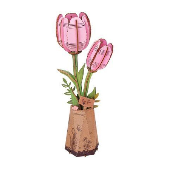 RoboTime 3D dřevěná skládačka Růžový tulipán RoboTime 3D dřevěná skládačka Růžový tulipán