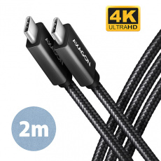 AXAGON BUCM32-CM20AB, SPEED+ kábel USB-C <-> USB-C, 2 m, USB 20Gbps, PD 100W 5A, 4k HD, ALU, opletenie, čierny