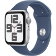 Apple Watch SE (2024) GPS 40mm Silver Aluminium Case with Denim Sport Band - M/L