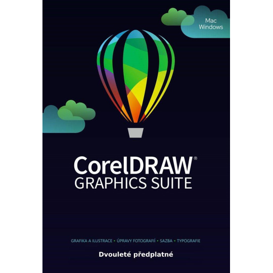 CorelDRAW Graphics Suite 2 roky prenájom licencie 1 Lic ESD EN/FR/DE/IT/SP/BP/NL/CZ/PL