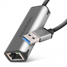 AXAGON ADE-25R USB-A 3.2 Gen 1-2.5 Gigabitová sieťová karta Ethernet, Realtek 8156, automatická inštalácia, sivá