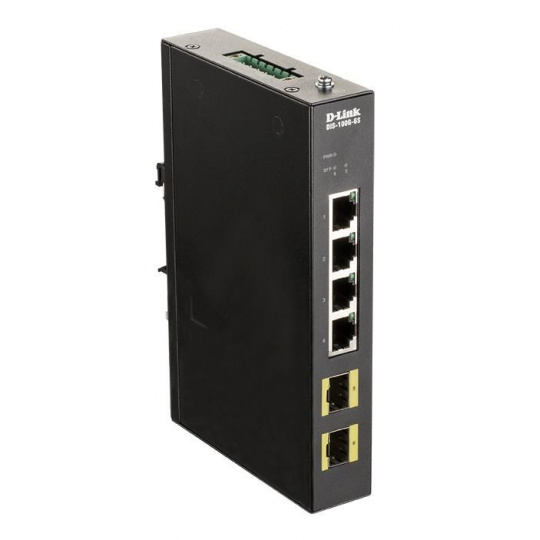 D-Link DIS-100G-6S Priemyselný gigabitový switch bez správy, 4x GbE, 2x SFP, DIN