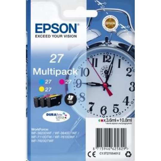 Atrament EPSON Multipack 3-farebný "Budík" 27 DURABrite Ultra Ink