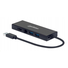 MANHATTAN USB-A na HDMI/VGA multidock adaptér, čierny, maloobchodná krabica