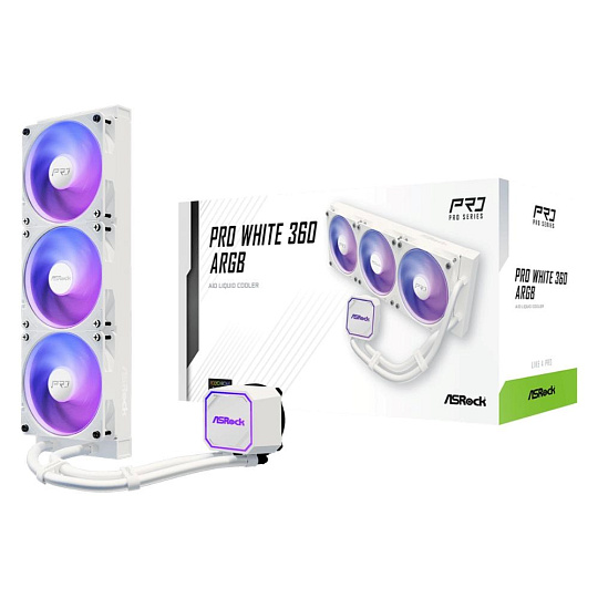 ASROCK Vodní chladič Pro White 360 ARGB, 3x120mm, LGA1851, AM5, bílá ASROCK Vodní chladič Pro White 360 ARGB, 3x120mm, LGA1851, AM5, bílá