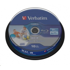 VERBATIM BD-R SL Datalife (10-pack)Blu-Ray/Spindle/6x/25GB Wide Printable