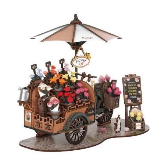 RoboTime 3D dřevěná skládačka Květinový vozík RoboTime 3D dřevěná skládačka Květinový vozík